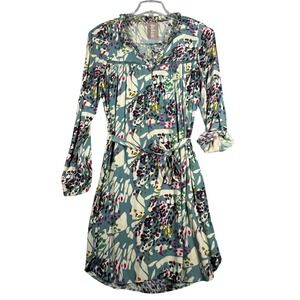 Dolan Left Coast Dress Blue‎ Pink Floral Print Wanderlust Colorful Casual Small